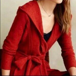CAbi Red Merino Wool Jacket Blazer with Tie, Size XS